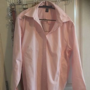 Pink career plus size button up shirt